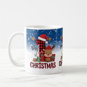 1st Christmas Santa Hat White Snow Baby Reindeer Coffee Mug