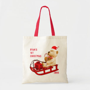 1st Christmas Sled & Teddy Bear Gift Tote Bags