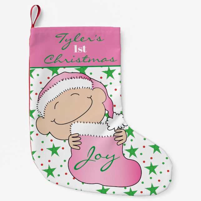 1st Christmas Stocking/Pink Small Christmas Stocking (Front)