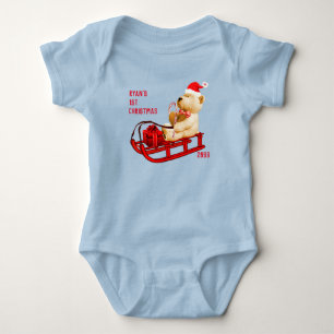 1st Christmas Teddy Bear Jersey Bodysuit
