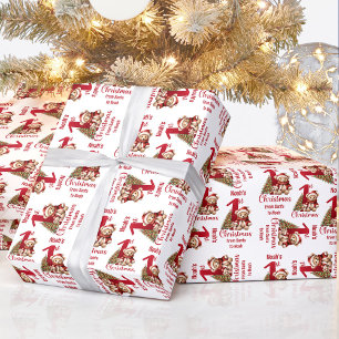 1st Christmas Teddy Bear Name Text Christmas Tree Wrapping Paper