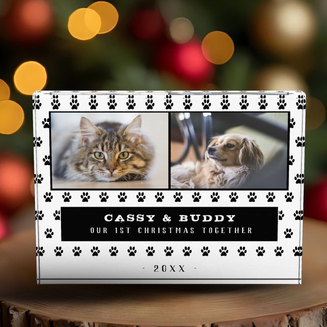 1st Christmas Together Cat Dog Paw 2 Photo Block (Creator Uploaded)