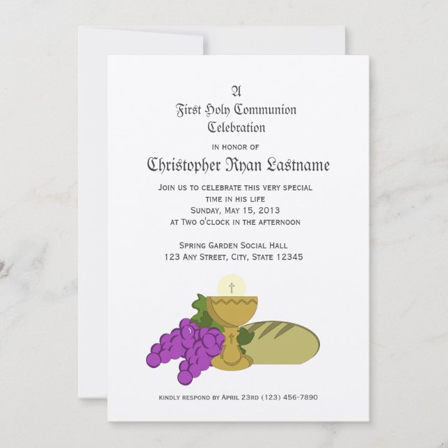 1st Communion Bread of Life Invitation (Front)