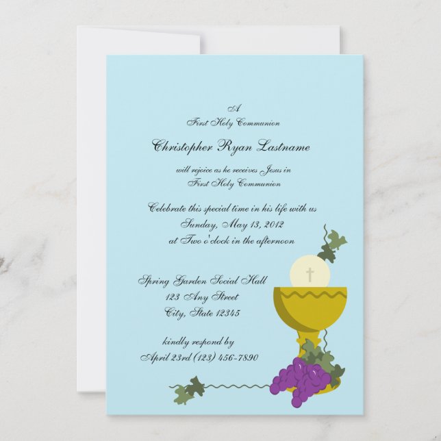1st Communion Chalice Invitation (Front)