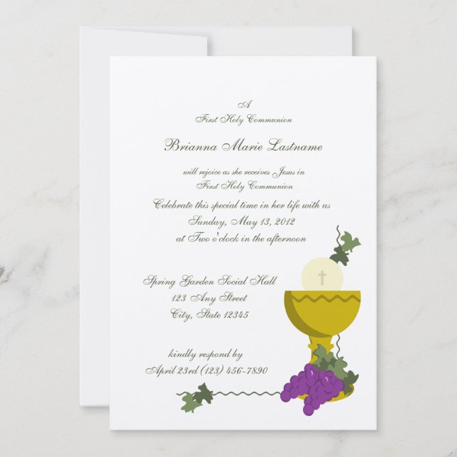 1st Communion Chalice Invitation (Front)