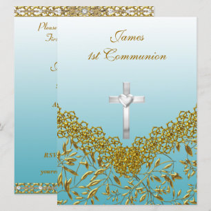 1st Communion Party Invitation blue