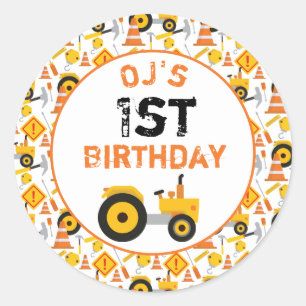 1st Construction Birthday Party Age Sticker