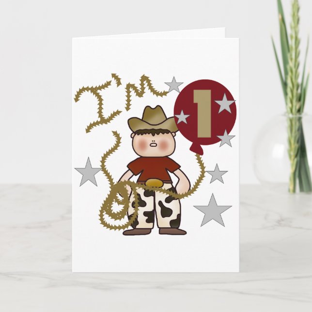 1st Cowboy Birthday Tshirts and Gifts Card (Front)