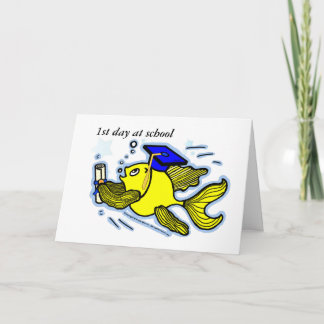 1st Day at School funny cute cartoon greeting card