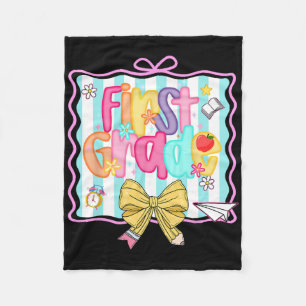 1st Day Of 1st Grade Preppy Back To School First G Fleece Blanket