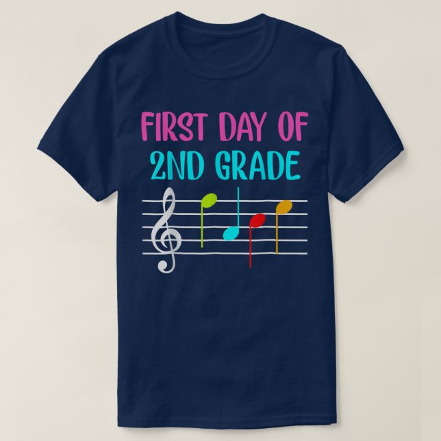 1st Day Of 2nd Grade Music Teacher Student Musicia T-Shirt (Design Front)