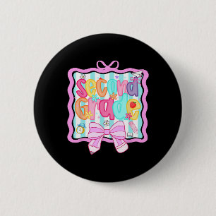 1st Day Of 2nd Grade Preppy  6 Cm Round Badge
