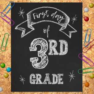 1st Day of 3rd Grade, First Day Back to School Photo Print
