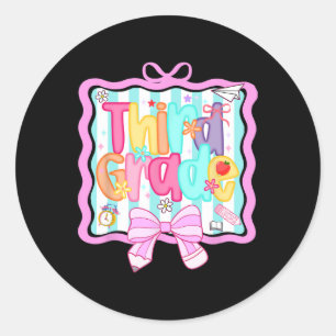 1st Day Of 3rd Grade Preppy Back To School Third G Classic Round Sticker