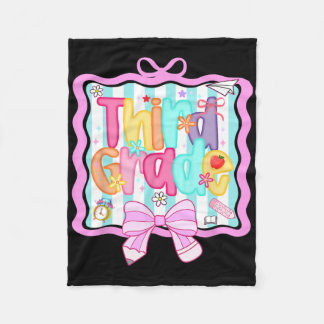 1st Day Of 3rd Grade Preppy Ck To School Third Gra Fleece Blanket