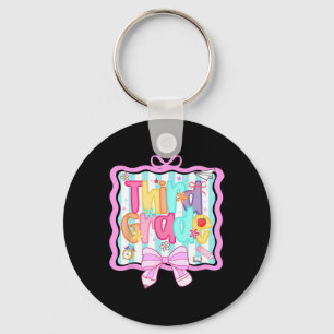 1st Day Of 3rd Grade Preppy Ck To School Third Gra Key Ring