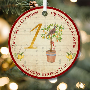 1st Day of Christmas Partridge in a Pear Tree Metal Tree Decoration
