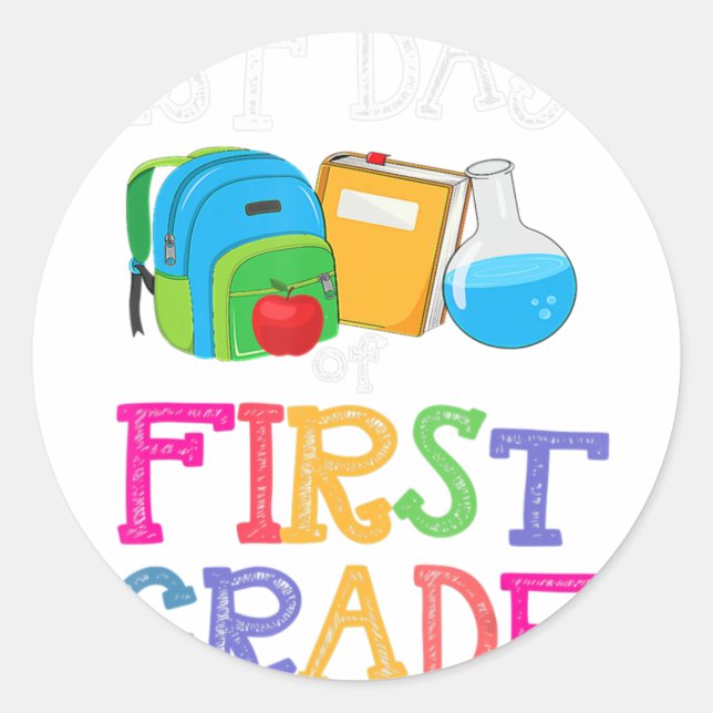 1st Day of First Grade Back to School First Kids B Classic Round Sticker (Front)