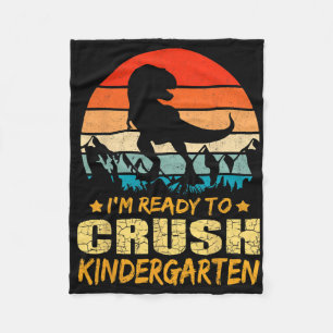 1st Day Of Kindergarten I'm Ready To Crush Dinosau Fleece Blanket