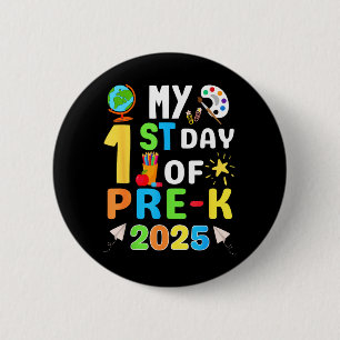 1st Day of Pre-K 2025 Cute Back to School Outfit 6 Cm Round Badge