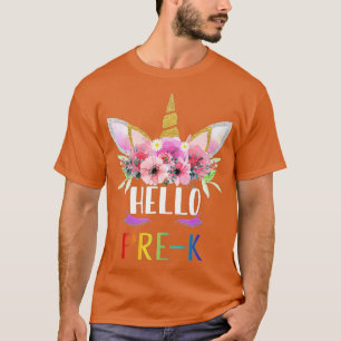 1st Day Of Pre K Unicorn Hello Pre K Girls T-Shirt
