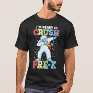 1st Day Of School Dabbing Yeti Crushing Pre K Back T-Shirt