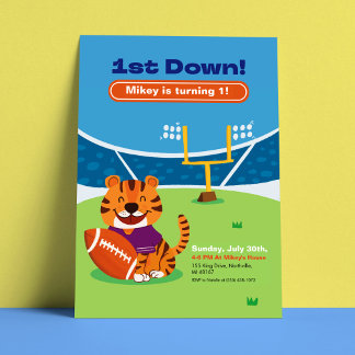 1st Down American Football First Birthday Invitati Invitation