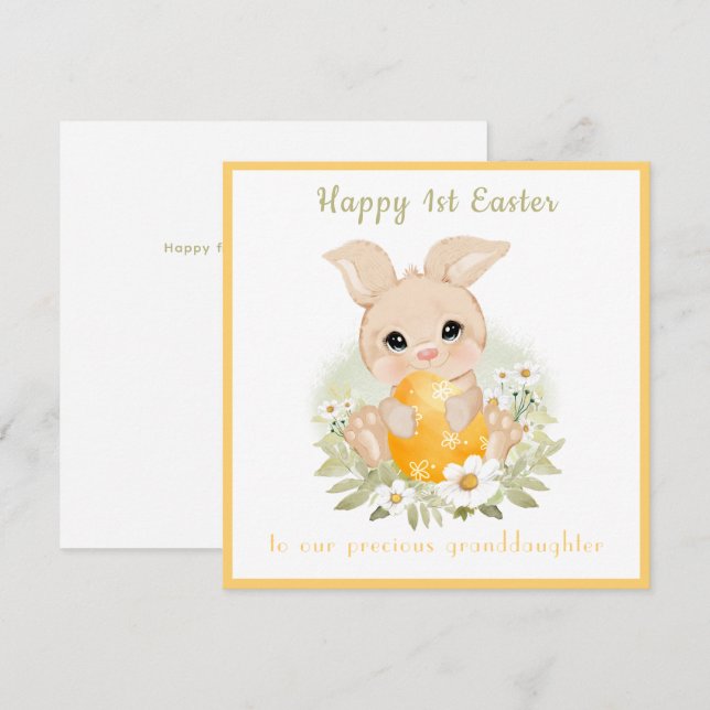 1st Easter card bunny, granddaughter Easter card (Front/Back)