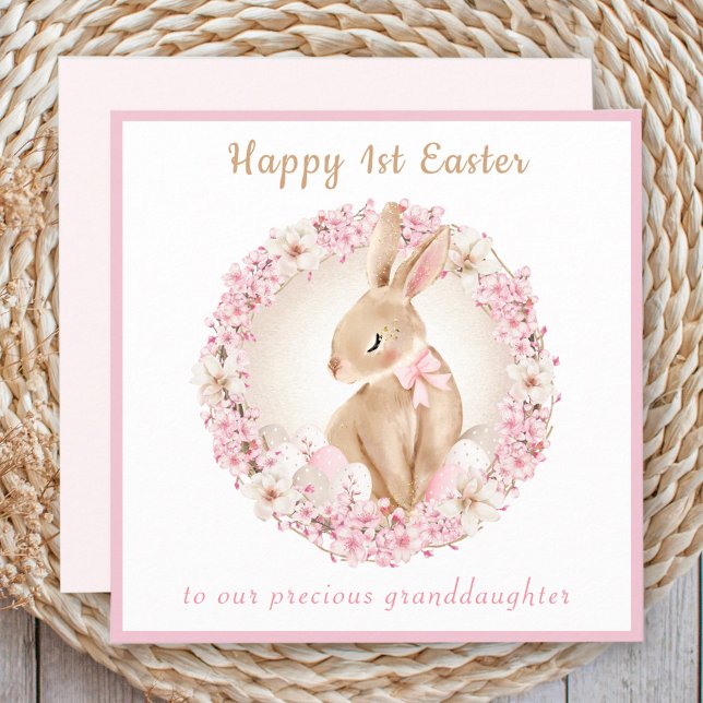 1st Easter Cute Bunny Granddaughter Pink Easter Card (1st Easter Cute Bunny Granddaughter Pink Easter Card)