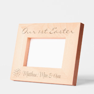 1st Easter, Triplets, Twins, Names, Photo, 6x4", Etched Frames