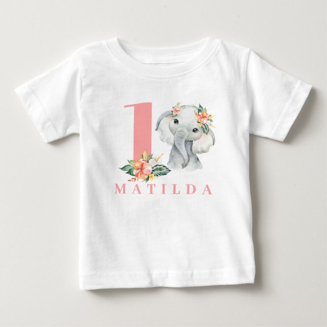 1st elephant birthday t-shirt (Front)