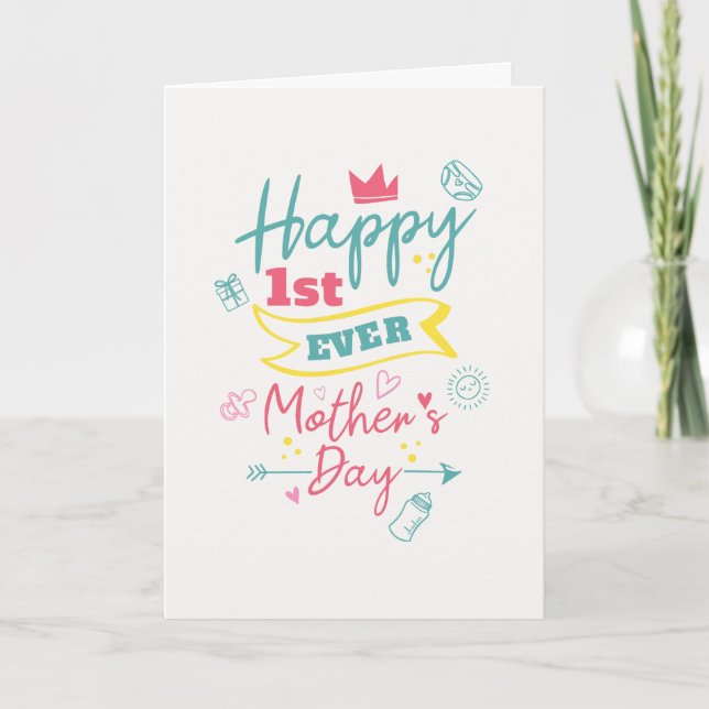 1st Ever Mothers Day Cute Modern First Mum Card (Front)
