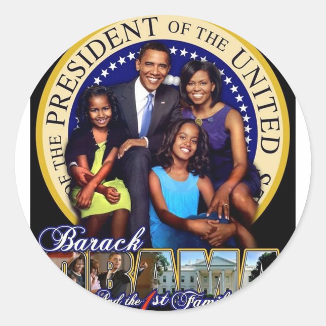 1st Family Barack Obama Classic Round Sticker (Front)