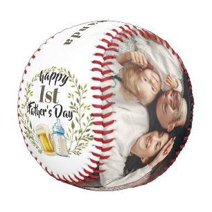 1st Father's Day custom Photo Baseball