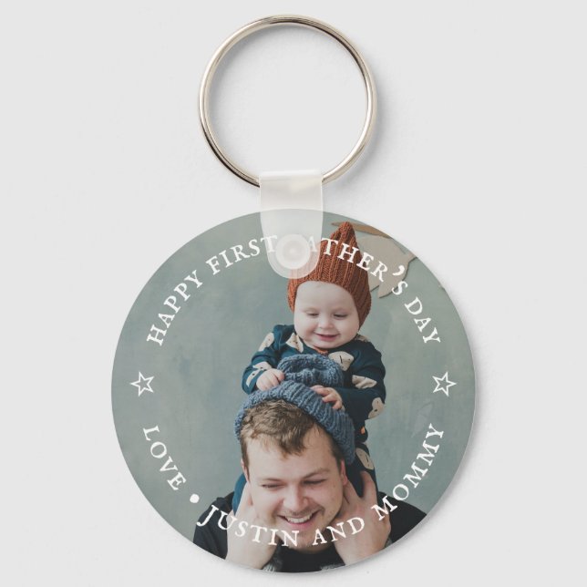 1st Father's Day Dad Son Daughter Customise Photo Key Ring (Front)