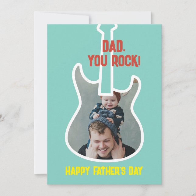 1st Father's Day Dad You Rock Funny Guitar Player Holiday Card (Front)