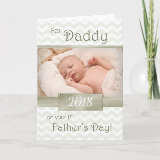 1st Father's Day for Daddy - custom photo & year Card (Front)