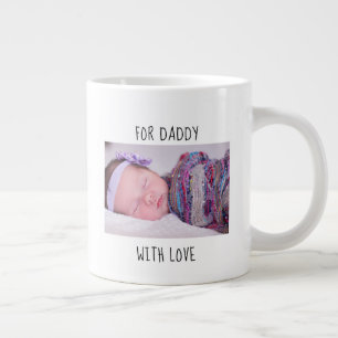 1st Father's Day for Daddy with photo and year Large Coffee Mug