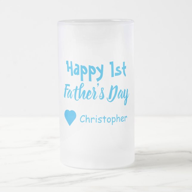 1st Father's Day Frosted Glass Beer Mug (Center)