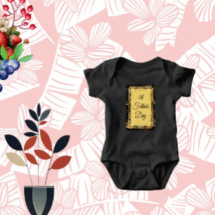 1st Father's Day Modern Calligraphy Leafy Swirls Baby Bodysuit