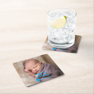 1st Father's Day Square Paper Coaster
