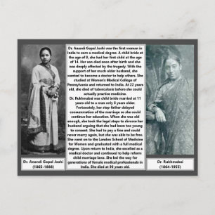 1st Female Doctors India Rukmabai Anandi Joshi Postcard