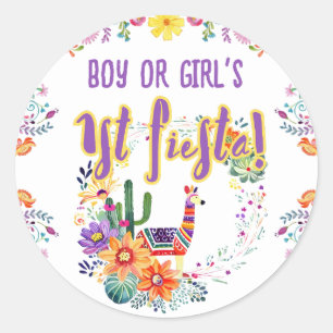 1st Fiesta Birthday Boy Girl Folkart Floral Favour Classic Round Sticker