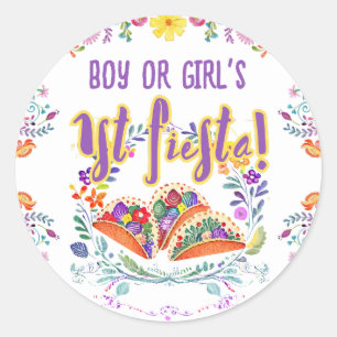 1st Fiesta Birthday Boy Girl Folkart Floral Favour Classic Round Sticker