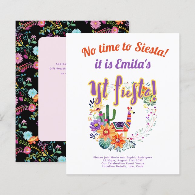 1st Fiesta Birthday For a Girl Folkart BUDGET (Front/Back)