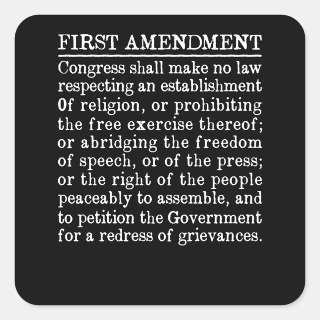 1st First Amendment U.S. Constitution Free Speech Square Sticker (Front)