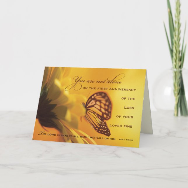 1st, First Anniversary Death of Loved One Flower Card (Front)