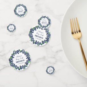 1st First Birthday Party Blueberry Baby Girl Confetti