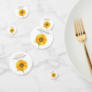 1st First Birthday Party Sunflower Baby Girl Confetti