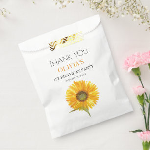 1st First Birthday Party Sunflower Baby Girl Favour Bags